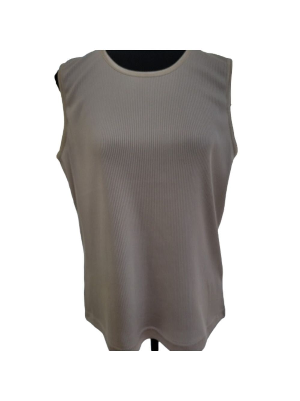𝅺alia Cream Ribbed Sleeveless Satin Trim Tank Size LP